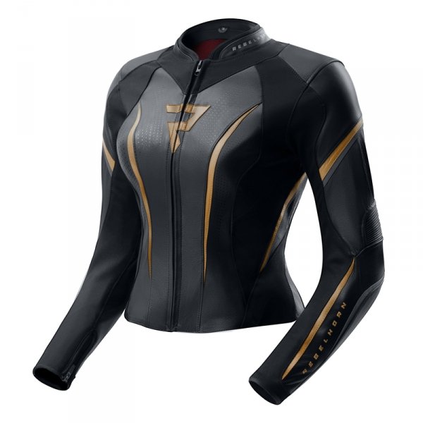 KURTKA MOTOCYKLOWA SKÓRZANA DAMSKA REBELHORN DIVA ST BLACK GOLD W38