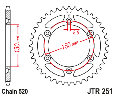 DID JT zestaw napędowy Yamaha YZ 125 (20-21)