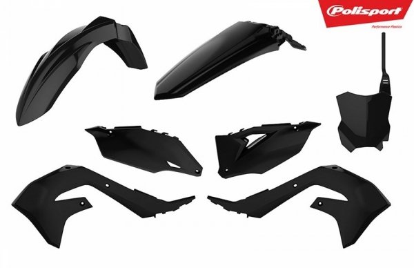 POLISPORT KOMPLET PLASTIKÓW KAWASAKI KX 250F '21-'23; KX 450F '19-'23 W ZESTAWIE TABLICA PRZEDNIA  KOLOR CZARNY