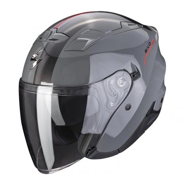 SCORPION KASK EXO-230 SR CEMENT GREY-RED [SZARY POŁYSK]