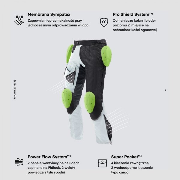 SPODNIE MOTOCYKLOWE TEKSTYLNE REBELHORN RANGE GREY BLACK RED 3XL