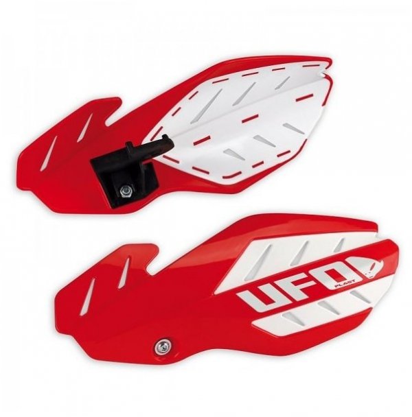 UFO OSŁONY RĄK (HANDBARY) FLAME HONDA CRF 250 '12-'21, CRF 450 '12-'20 KOLOR CZERWONY/BIAŁY (Z MOCOWANIAMI)