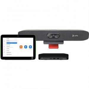Pakiet Studio do małych sal,  współpraca z usługą Zoom Rooms: Kamera z głośnikiem soundbar Studio R30 USB i komputerem HP z TC10