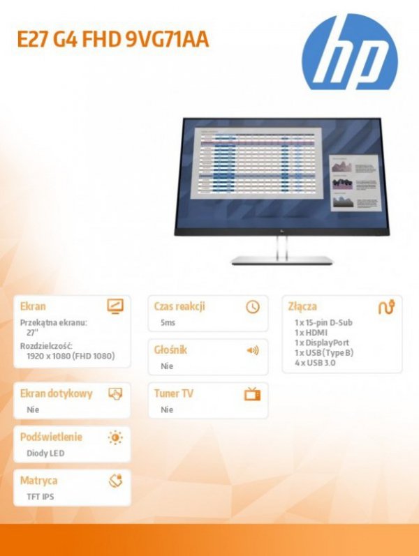 Monitor  E27 G4 FHD  9VG71AA