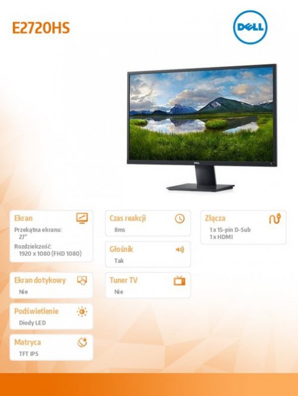 Monitor E2720HS 27&#039;&#039; IPS LED FullHD (1920x1080) /16:9/VGA/HDMI/Speakers/3Y PPG
