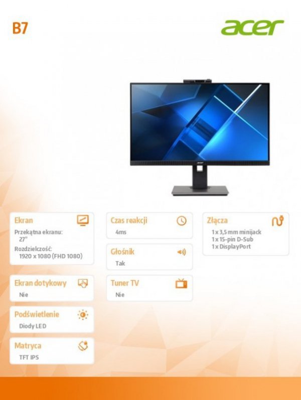 Monitor 27cali B277Dbmiprczx ZeroFrame IPS LED 4ms