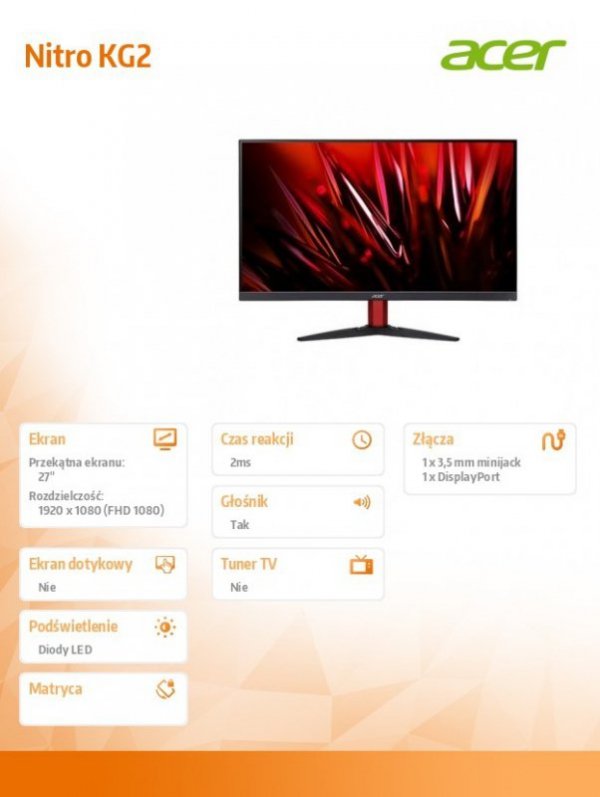 Monitor 27 cali Nitro KG272Sbm iipx ZeroFrame 165 Hz