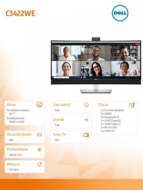 Monitor C3422WE 34,1 cali LED 3440x1440/HDMI/DP/Camera