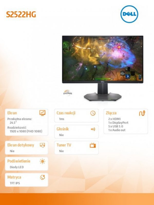 Monitor S2522HG 24,5 cali 16:9 LED/IPS/1920x1080/DP/HDMI