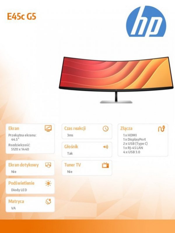 Monitor E45c G5 zakrzywiony DQHD    6N4C1AA#ABB