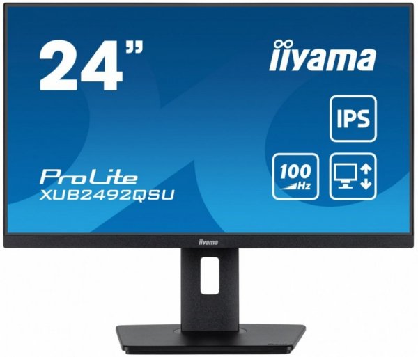 Monitor 23.8 cala ProLite XUB2492QSU-B1 IPS,QHD,USB-C,100Hz,3xUSB(3.2),HDMI,DP  300cd/m2,FreeSync,2x2W,HAS(150mm),PIVOT