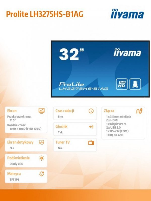 Monitor 32 cale LH3275HS-B1AG 24/7, IPS, ANDROID 11, FHD