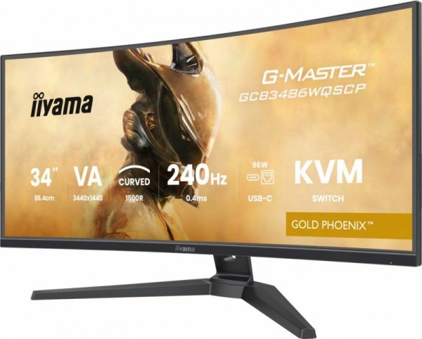 Monitor G-Master 34 cale GCB3486WQSCP-B1,VA,UWQHD,240HZ,0.4ms,1500R,HDR400,500cd,21:9,HDMI (2.1), USB-C dock 95W, RJ45, 2x5W, KV