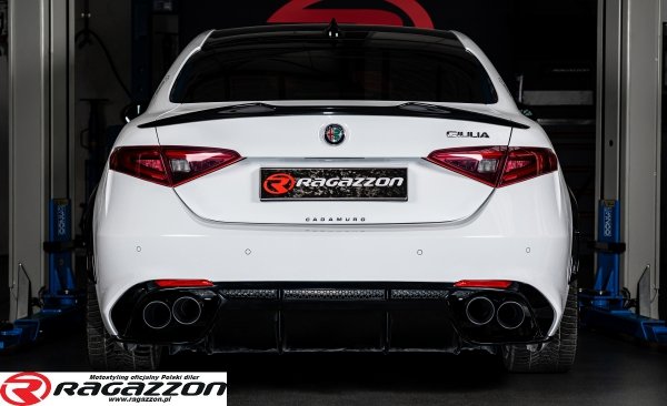 Tłumik końcowy przelotowy Alfa Romeo Giulia 2.0 Quadrifoglio style RAGAZZON CARBON 4x100mm sportowy wydech