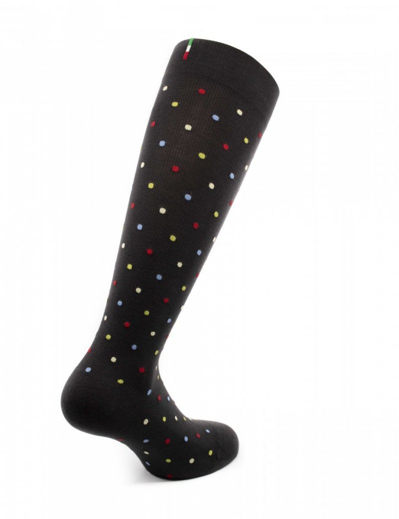 RELAXSAN - Podkolanówki uciskowe ciemnografitowe w kropki Fancy Socks (15 - 21 mmHg)