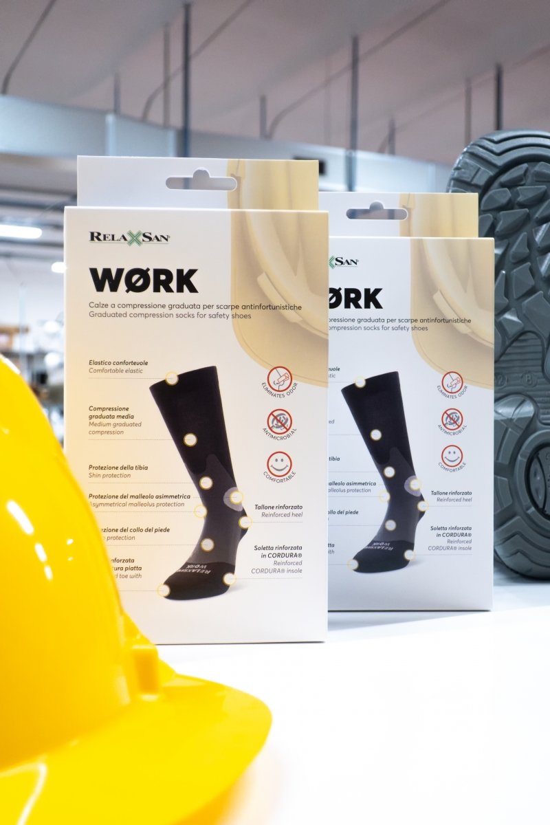 RELAXSAN  WORK Podkolanówki przeciwżylakowe do obuwia ochronnego  (ucisk 18-22 mmHg)