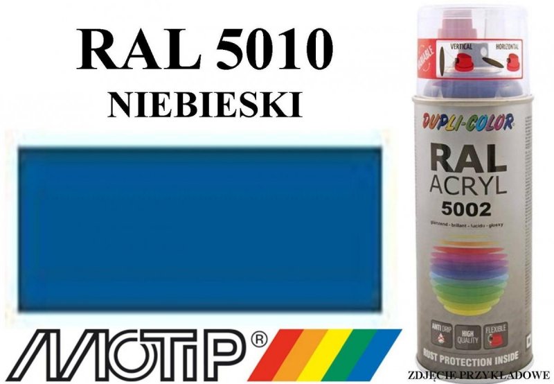 Lakier farba niebieski ciemny połysk 400 ml akrylowy acryl szybkoschnący RAL 5010 