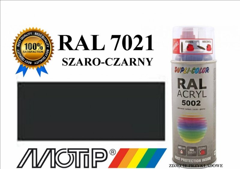 Lakier farba szaro czarny połysk 400 ml akrylowy acryl szybkoschnący RAL 7021 