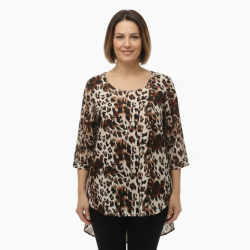 Tunika szyfonowa rękaw 3/4 z dłuższym tyłem r. 44