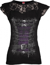 Waisted Corset - Lace Sleeve Top - Spiral