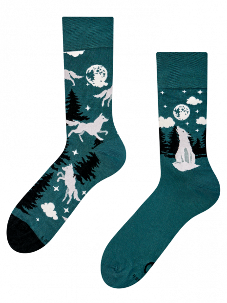 Wolf and moon - Bamboo Socks Dedoles