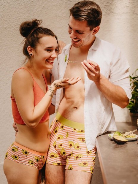 Funny Avocado - Mens Fitted Trunks - Good Mood