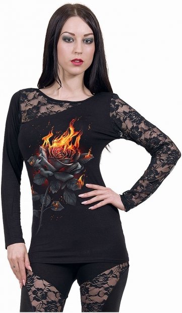 Flaming Rose - Lace One Shoulder Top