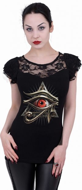Bluzka Evil Eye - Lace Sleeve Top - Spiral