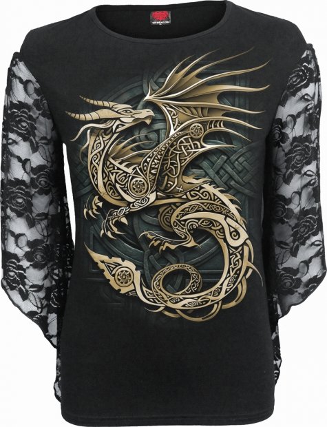 Celtic Dragon - Rose Lace Longsleevee Spiral