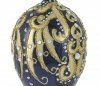 złoto-niebieska dekoracja choinkowa / Ei 13cm - Blauer Samt