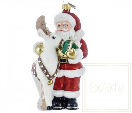 Weihnachtsmann 15 cm - Mit Rentier