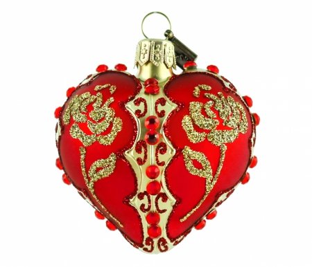 Glaskugel  Herz 5cm - Goldene Rosen