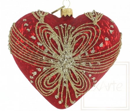 Christmas ornament heart 12cm - Braided with gold