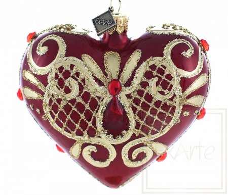 Christmas ornament heart 9.5cm – Ruby