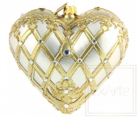 Christmas ornament heart 12cm – Platinum