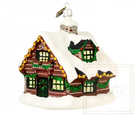 Christmas bauble cottage 10 cm - At the edge of the forest