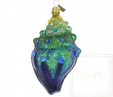 Christmas bauble shell with sapphires - 10cm