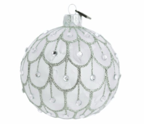 Glass bauble ball 8cm - Silver scale