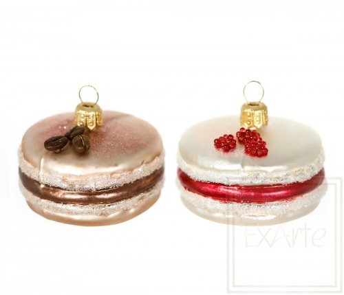 Christmas bauble macaroons cm, 2 pieces - Coffee and raspberry
