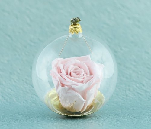 Natural durable rose in a bauble - Pale pink
