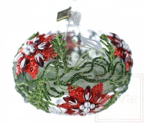 Christmas ornament ellipsoid 9 cm – poinsettias