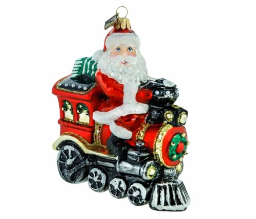 Christmas tree bauble Santa on a locomotive 12cm - Christmas is coming