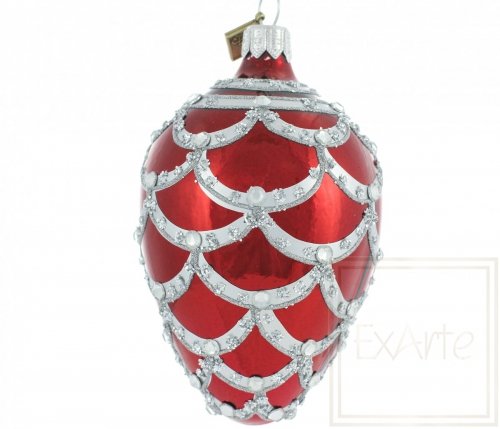 Christmas ornament egg 11cm - Cascade in red