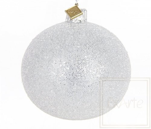 Christmas glass ball 8 cm, Pearly frost on the silver