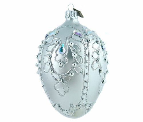 Szklana bombka choinkowa Jajko 13cm - Tęczowa kropla