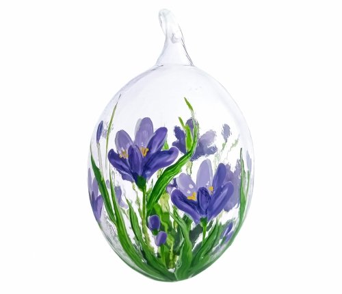 Bombka szklana Jajko wielkanocne 7,5 cm - Krokusy