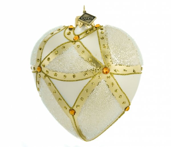Weihnachtskugel Herz 9cm - Goldfrost