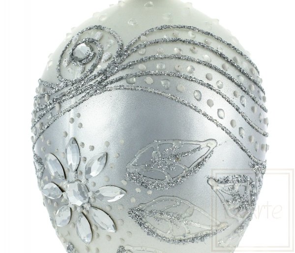 klasyczne bombki choinkowe srebro / Eierkugel 13cm - Kristallblume / Egg bauble 13cm - Crystal flower