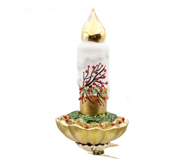 Christbaumschmuck Kerze mit Beeren 16cm