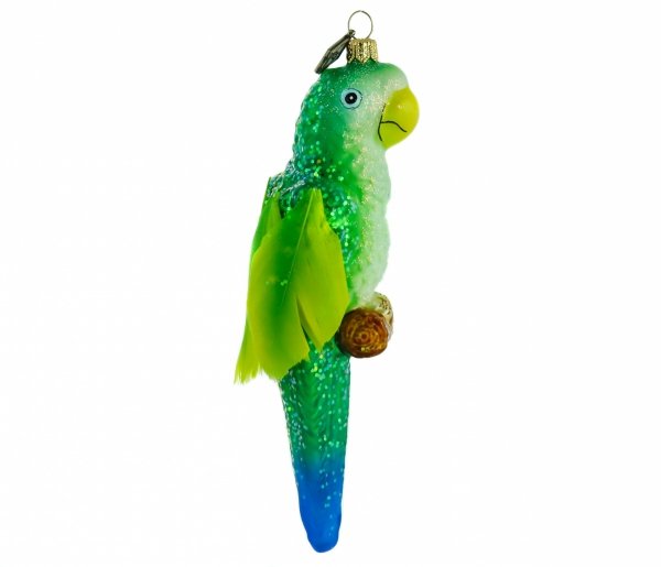 Glaskugel Smaragd Papagei 15cm